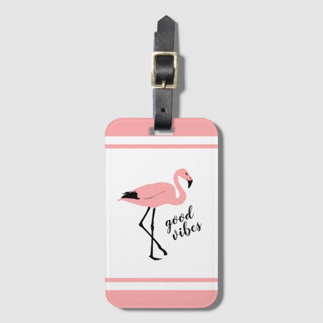 Para Maletas Flamingo Good Vibes Pink Black Cumaleta Etiqueta (Anverso vertical)