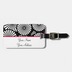 Para Maletas Flores blancas negras Retro Etiqueta del equipaje