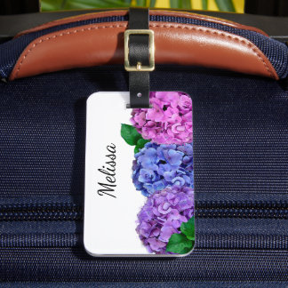 Para Maletas Flores de hidrangea azul y rosa Etiqueta de equipa