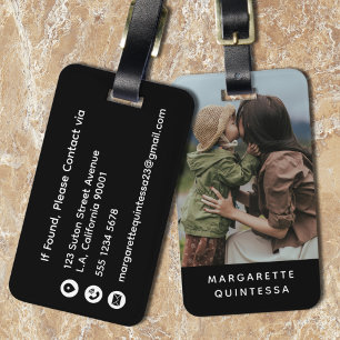 Para Maletas Foto personalizada en blanco y negro Etiqueta de e
