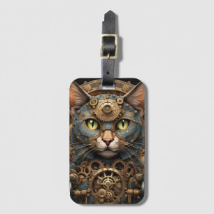 Para Maletas gato azul steampunk arte AI Lumaleta Etiqueta
