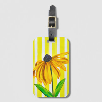 Para Maletas Girasol Amarillo Brillante y Etiqueta de Viaje de 