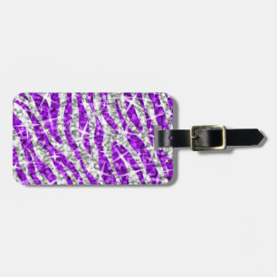 Para Maletas Glitz Zebra Purple etiqueta de equipaje 2 lados