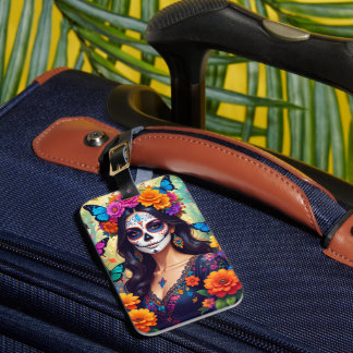 Para Maletas Hermosa etiqueta de equipaje de la calavera de azú