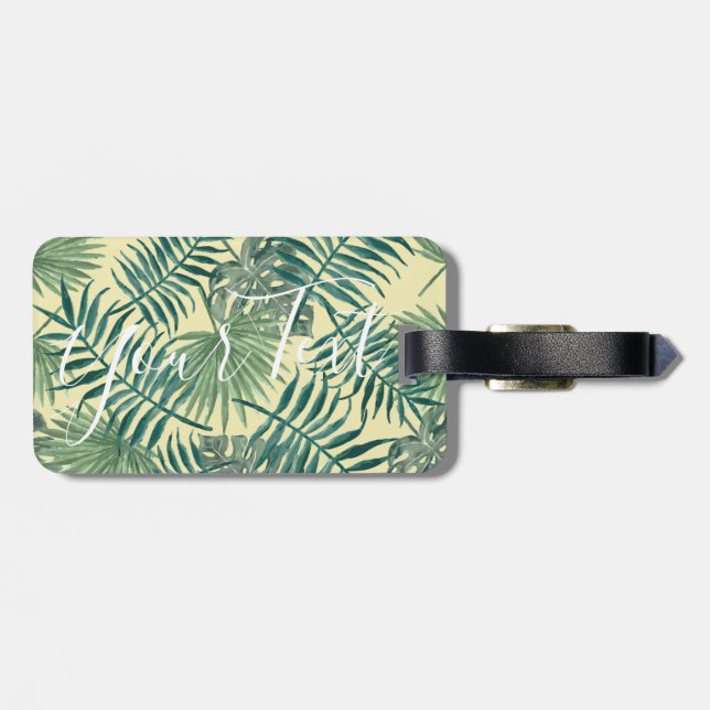 Para Maletas Hoja tropical de bonito personalizable | etiqueta  (Atrás Horizontal)