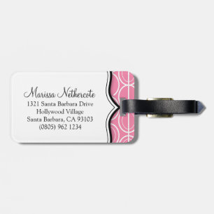 Para Maletas Interconexión patrón oval color rosa etiqueta del 
