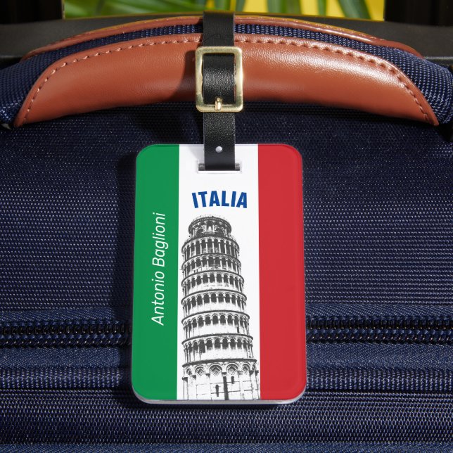 Para Maletas La bandera italiana y la etiqueta de la torre de l (Anverso In situ 2)