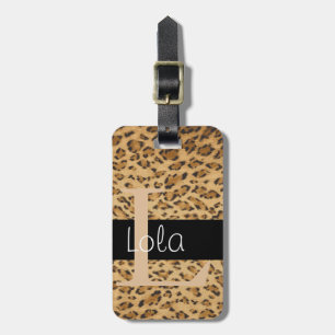 Para Maletas Leopard Print L monograma iniciales Etiqueta de eq