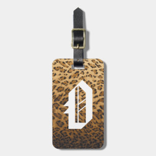 Para Maletas Leopard Print O monograma iniciales Etiqueta de eq