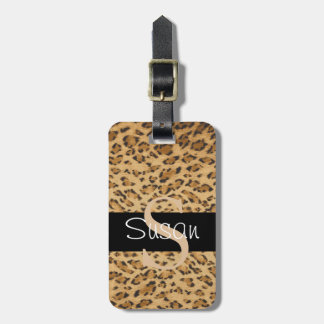 Para Maletas Leopard Print S monograma iniciales Etiqueta de eq