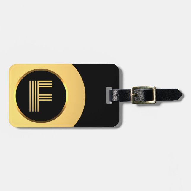 Para Maletas Letra oro monogramada personalizada F etiqueta de  (Frente Horizontal)