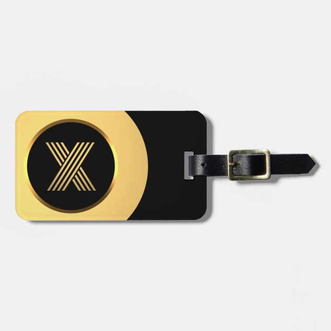 Para Maletas Letra oro monogramada personalizada X etiqueta de  (Frente Horizontal)