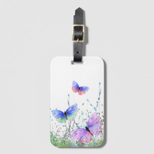 Para Maletas Mariposas coloridas con etiqueta de equipaje volan