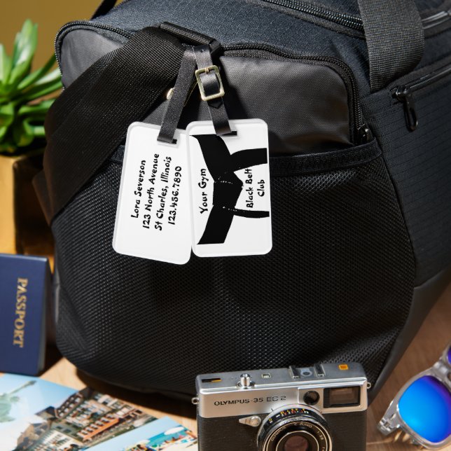 Para Maletas Martial Arts Black Belt Club Gear Bag Etiqueta (Anverso & Reverso)