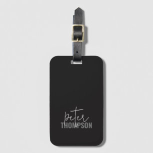 Para Maletas Minimalista etiqueta moderna de equipaje negro con