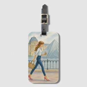 Para Maletas Moda Chica de París por la etiqueta del equipaje d