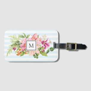 Para Maletas Monograma Flores de cosecha Etiqueta de equipaje P