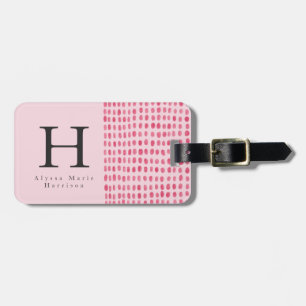 Para Maletas Monograma Moda Etiqueta moderna de equipaje rosa b
