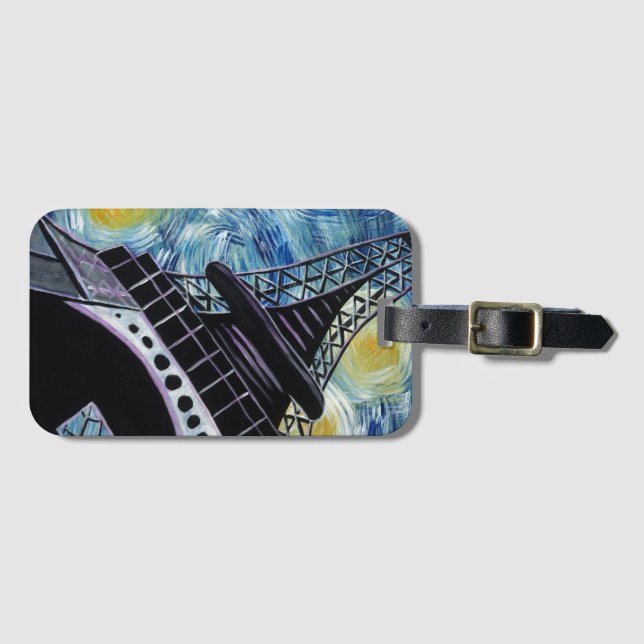 Para Maletas Noche estrellada en etiqueta del bolso de París (Anverso horizontal)