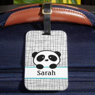 Para Maletas Nombre personalizado Aqua Panda Bear Etiqueta De E