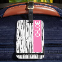 Nombre personalizado Etiqueta de equipaje rosa y n