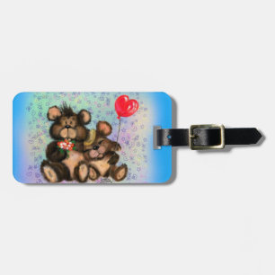 Para Maletas Par oso con etiqueta de equipaje de globo cardíaco