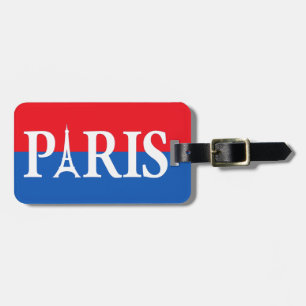Para Maletas Paris - Etiqueta de equipaje roja y azul