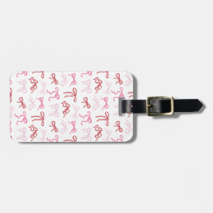 Para Maletas Patrón de coqueta rosa y arco rojo Etiqueta de equ