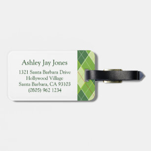 Para Maletas Patrón de Golf Argyle etiqueta de equipaje verde