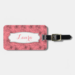 Para Maletas Patrón de píldora de lilo floral rosa etiqueta de
