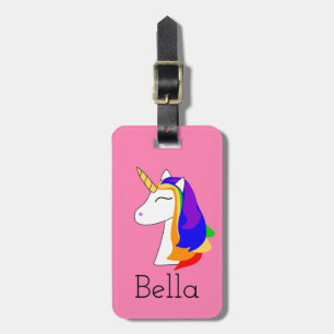 Para Maletas Película rosa arco iris unicornio etiqueta amarill