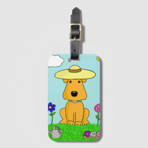 Para Maletas Perro de perrito de Kawaii Airedale en etiqueta