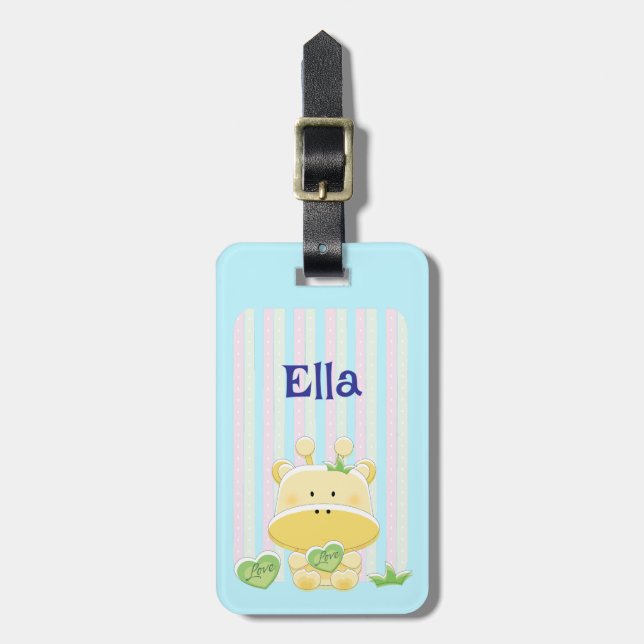 Para Maletas Personalizable Giraffe personalizado etiqueta con  (Frente Vertical)