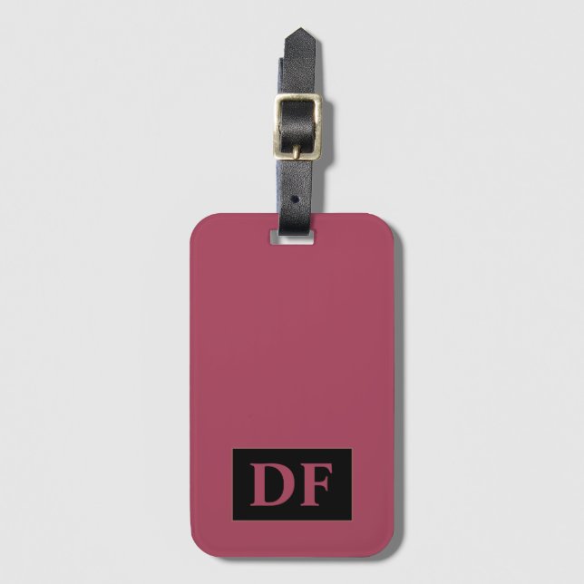 Para Maletas Personalizado Burgundy Monogramed Etiqueta del equ (Anverso vertical)