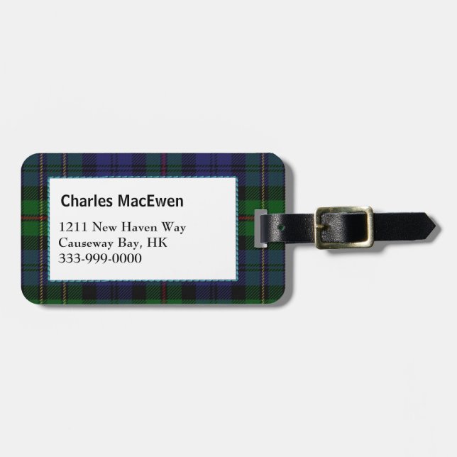 Para Maletas Personalizado Clan MacEwen Tartán Etiqueta de equi (Frente Horizontal)