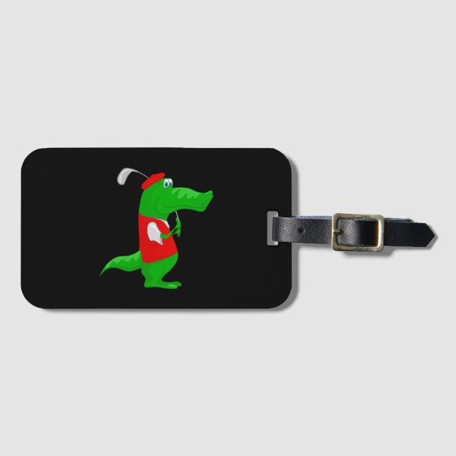 Para Maletas Personalizado de cocodrilo Golfer en etiqueta de b (Anverso horizontal)