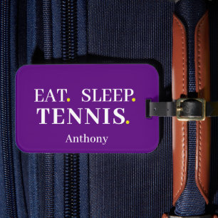Para Maletas Personalizado Eat Sleep Tennis Púrpura Etiqueta De