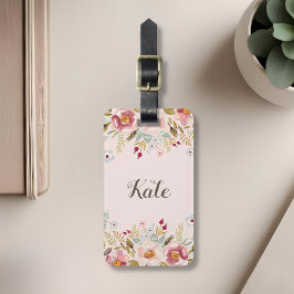 Para Maletas Personalizado floral acuarela Monograma Etiqueta d