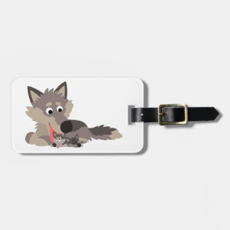 Para Maletas Personalizado lindo papá Wolf y etiqueta de equipa