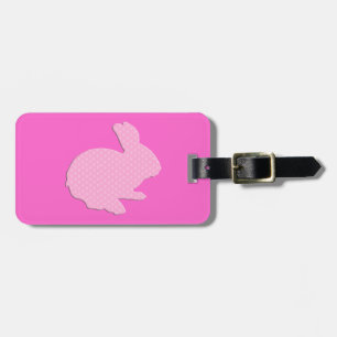 Para Maletas Pink Polka Dot Silhouette Easter Bunny Etiqueta de