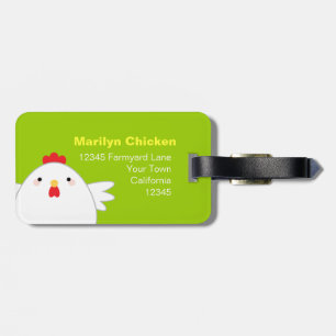 Para Maletas Pollo blanco en etiqueta verde del equipaje de