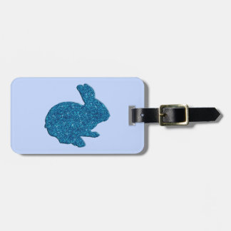 Para Maletas Purpurina azul Silhouette Easter Bunny Etiqueta de