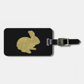 Para Maletas Purpurina de oro Silhouette Easter Bunny Etiqueta 