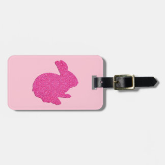 Para Maletas Purpurina rosa Silhouette Easter Bunny Etiqueta de