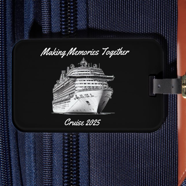 Para Maletas Recuerdos de crucero negro PERSONALIZAN etiqueta d (Unique Design which can be customized for your Cruise Adventures! Add current year.)