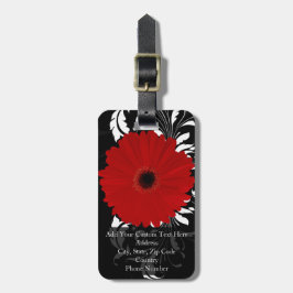 Para Maletas Red Gerbera Daisy con Swirl Nombre Etiqueta del eq