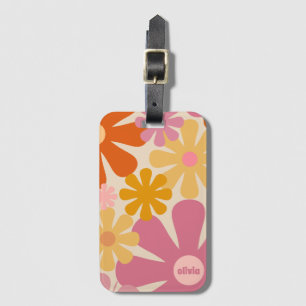 Para Maletas Retro 60s 70s Estética Patrón Floral Etiqueta de e