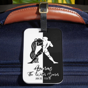 Para Maletas Rótulo Aquarius Zodiac Etiqueta de equipaje blanco