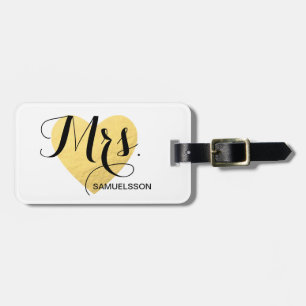 Para Maletas Señora corazón elegante del oro de la etiqueta el