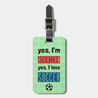Sí, soy americano, sí, amo el fútbol Etiqueta de e